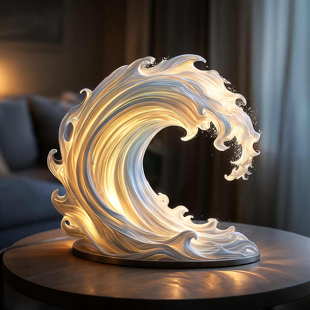 Illuminated Wave Sculpture Lamp